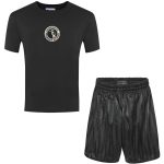 Black t-shirt with black shorts