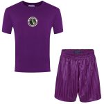 Purple t-shirt with purple shorts